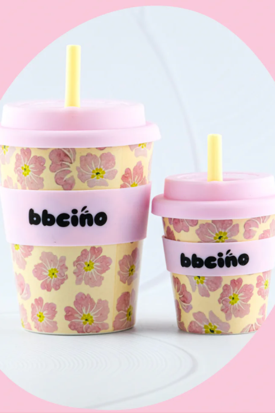 Reusable BiggieCino Bamboo Cup - Poppy